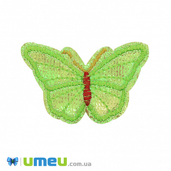 Термоаппликация Бабочка блестящая, 6х4 см, Салатовая, 1 шт (APL-042251)