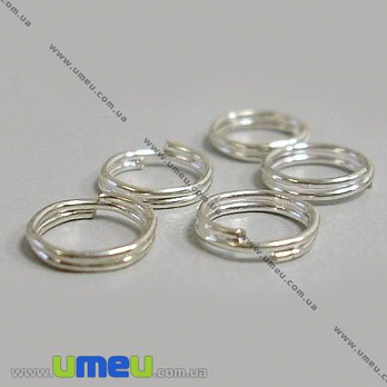 Колечки двойные, Светлое серебро, 5 мм, толщина 0,7 мм, 50 шт (PIN-000310)
