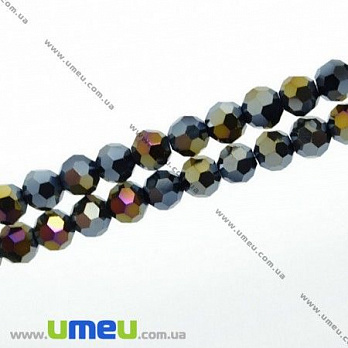 [Архів] Намистина під кришталь гранована кругла, 6 мм, Чорна АВ (BUS-007631)