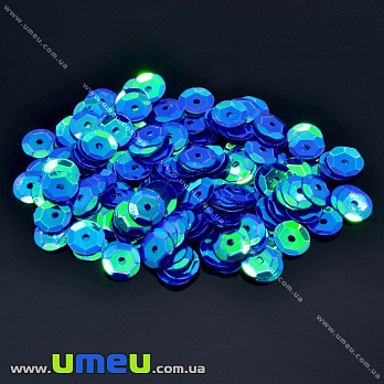 Пайетки Китай круглые граненые, 6,5 мм, Синие АВ, 5 г (PAI-001523)