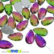 Пришивной кристалл пласт. Капля граненая, 20х12 мм, Разноцветный (KAB-030605)