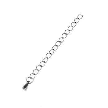 Ланцюг-подовжувач з нерж. сталі з кінцевиком, 5-5,5 см, Темне срібло, 4х3 мм (ZEP-055296)