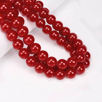 Намистини скляні, 12 мм, Круглі, Червоні (BUS-055144)