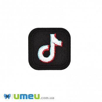 Термоаплікація TikTok, 4х4 см, Чорна (APL-042564)