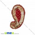 Термоаппликация с пайетками, 5х2,5 см, Красная (APL-021020)