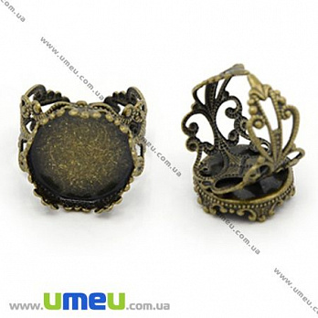 [Архів] Кільце ажурне під кабошон 15 мм, Антична бронза (OSN-004060)
