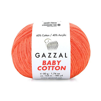 Пряжа Gazzal Baby Cotton №3459, 50 г, 165 м, Коралова (YAR-060772)