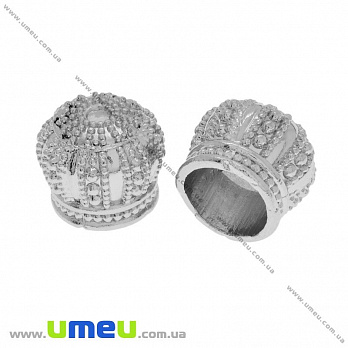 Ковпачок металевий Корона, 12х11 мм, Темне срібло (OBN-025847)