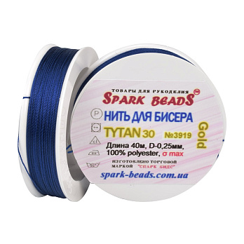 Нитка для бісеру Титан 30, Синя №3919 GOLD, 40 м (MUL-060051)