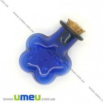 Стеклянная баночка Цветок, Синяя, 24х20 мм, 1 шт (DIF-006708)