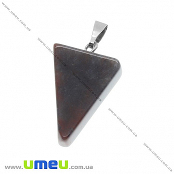 Подвеска Треугольник из натурального камня, Агат моховый, 30х15 мм, 1 шт (POD-020885)