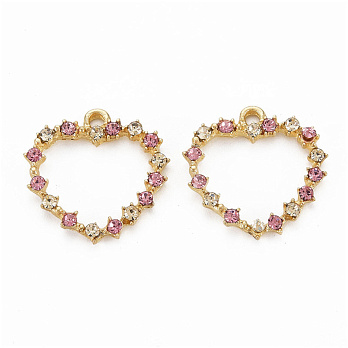 Підвіска метал. Серце зі стразами, 20,5 х20,5 мм, Світле золото (POD-053562)