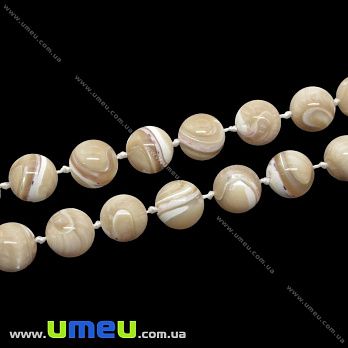 [Архів] Намистина натуральний камінь Перламутр бежевий, 10 мм, Кругла (BUS-035438)