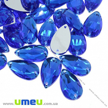 Пришивной кристалл пласт. Капля граненая, 20х12 мм, Синий, 1 шт (KAB-012180)