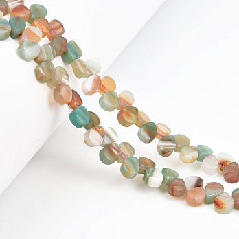 Намистини Агат коричнево-зелений, Натур. камінь, 8х5 мм, Крапля, 19 см (BUS-058179)