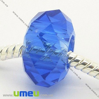 [Архів] Намистина PANDORA скляна під кришталь, 14х8 мм, Синя (BUS-006876)