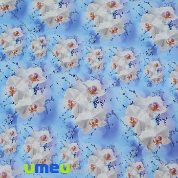 Пакувальний папір Орхідеї, Блакитний, 70х100 см (UPK-030285)