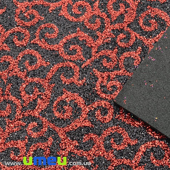 Фоаміран гліттерний з малюнком Візерунки, 20х30 см, Червоно-чорний (FOM-030052)