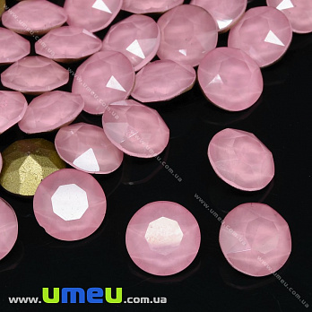Ріволі скляний, Круглий гранований, Кристал, 10 мм, Рожевий опал (KAB-033940)