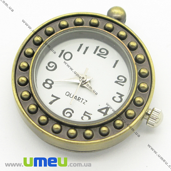 Часы-подвеска круглые, Античная бронза, 27х24 мм, 1 шт (CLC-006174)