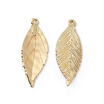 Підвіска метал. Листок, Стійке покриття, 35х13 мм, Світле золото (POD-054742)