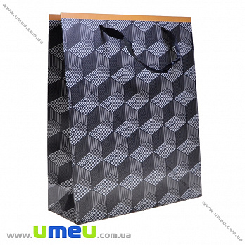 Подарунковий пакет, 32х26х10 см, Чорно-помаранчевий (UPK-035645)