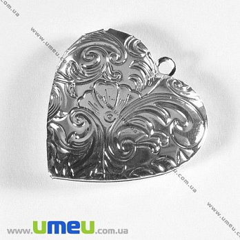 [Архів] Медальйон Серце, Світле срібло, 29х29 мм (POD-003476)