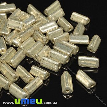 Намистина чеське скло Preciosa Triangles 9х4,5 мм, №01, Срібляста мет. (BUS-036371)