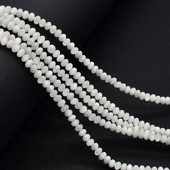 Бусины Перламутр белый, Натур. камень, 4х3 мм, Рондели (BUS-051805)