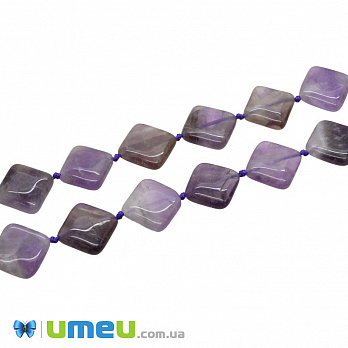 [Архів] Намистина натуральний камінь Аметист, 18х18х5 мм, Ромб плоский (BUS-040712)