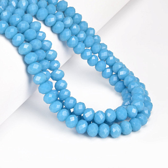 Намистини ронделі, 8х6 мм, Блакитні (BUS-057152)