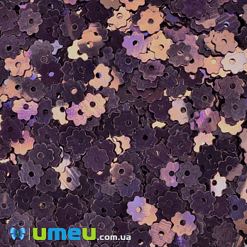 Пайетки Индия цветы плоские, 5 мм, Фиолетовые АВ, 5 г (PAI-051132)