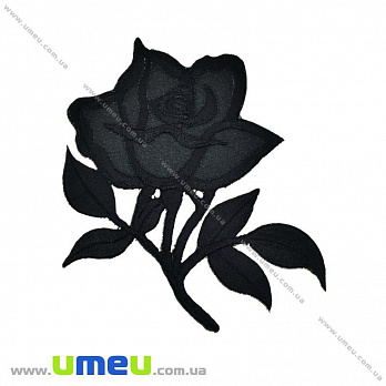 Термоаппликация Роза черная, 9,5х9 см, 1 шт (APL-029982)