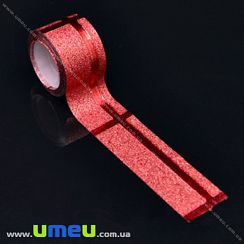 Декоративний скотч гліттерний, 11 мм, Червоний (DIF-017953)