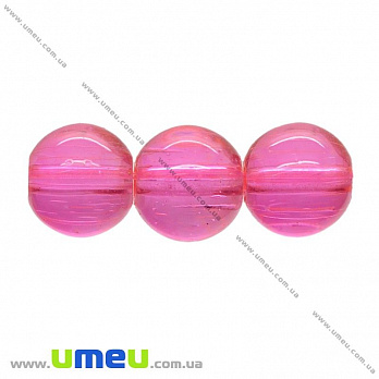 Бусина стеклянная окрашенная прозрачная, 4 мм, Розовая яркая, Круглая, 50 шт (BUS-021894)