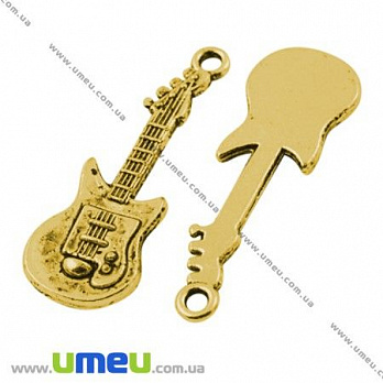 [Архів] Підвіска металева Гітара, Античне золото, 31х11 мм (POD-001921)