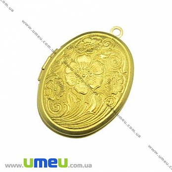 [Архів] Медальйон Овальний з квітами, Золото, 33х24 мм (POD-008020)