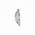 Подвеска из нерж. стали Перо, 25х6,5 мм, Темное серебро (STL-059173)