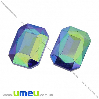 Ріволі скляний, Прямокутний гранований, 14х10 мм, Синій АВ (KAB-021983)
