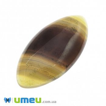 Кабошон нат. камень Агат Бразильский золотисто-коричневый, Лодочка, 40х20 мм, 1 шт (KAB-042777)