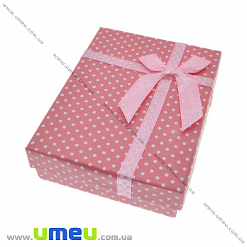 Подарочная коробочка Прямоугольная в горошек, 9х7х2,6 см, Розовая, 1 шт (UPK-035781)