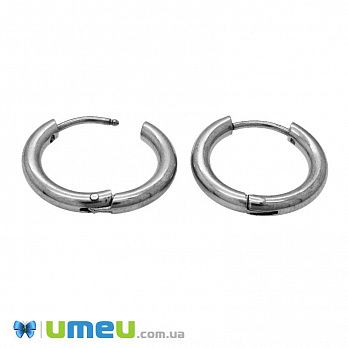 Сережки-кільця Huggie з нержавіючої сталі, 17х16х2,5 мм, Темне срібло (STL-047288)