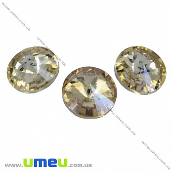 Ріволі скляний, Круглий гранований, 16 мм, Бежевий (KAB-031346)