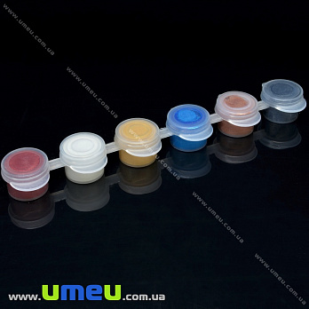 Набор акриловых металлизированных красок, 6 цветов по 2 мл, 1 набор (INS-034567)