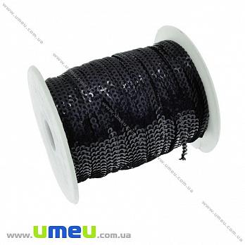 Паєтки Китай на ниті, 3 мм, Чорні (PAI-031943)