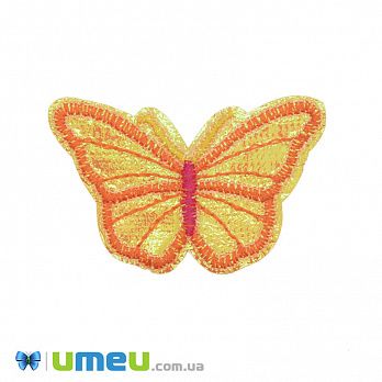 Термоаппликация Бабочка блестящая, 6х4 см, Оранжевая, 1 шт (APL-022199)