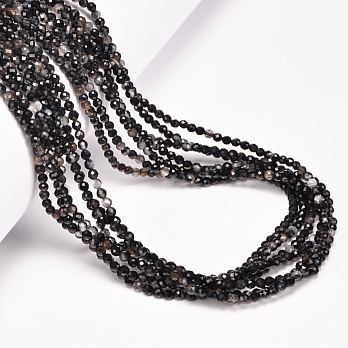 Намистини Агат чорний, Натур. камінь, 2 мм, Круглі грановані (BUS-054303)