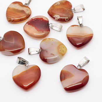 Підвіска Серце, Натур. камінь Сердолік, 20х20 мм (POD-054356)