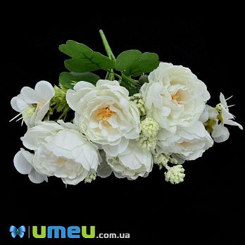 Букет півонії з ромашками, 32 см, Кремовий (DIF-045840)