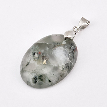 Підвіска Овал, Натур. камінь Геліотроп, 30х22 мм (POD-058723)